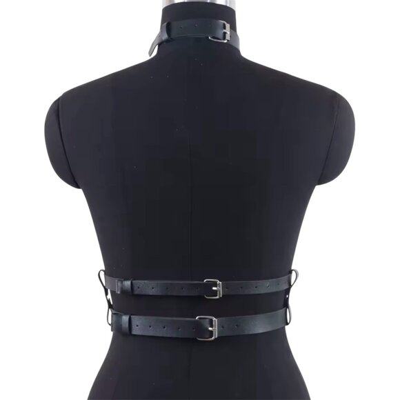 Dark Style Faux Leather Choker Harness Belt - Picture 2 of 4
